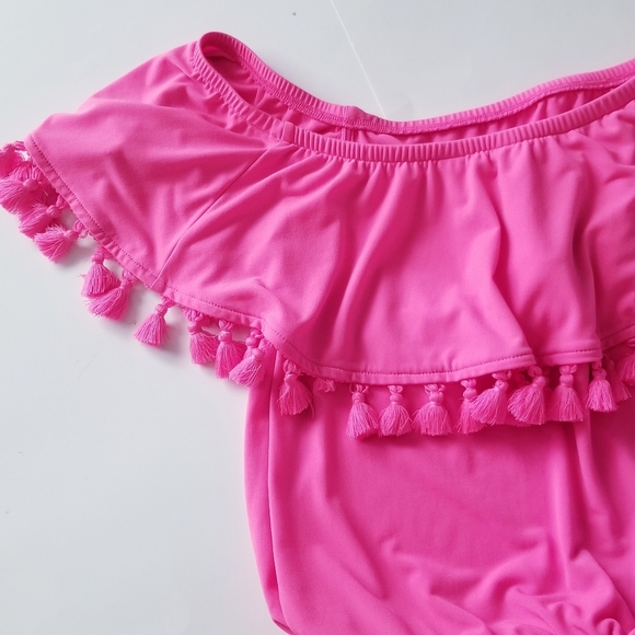 LILLY PULITZER La Fortuna Off-The-Shoulder Romper Pink Small - Picture 12 of 12